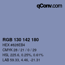 Color code: RGB 130 142 180 | qconv.com