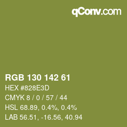 Color code: RGB 130 142 61 | qconv.com