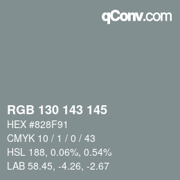 Farbcode: RGB 130 143 145 | qconv.com
