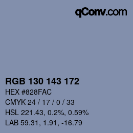 颜色代码: RGB 130 143 172 | qconv.com