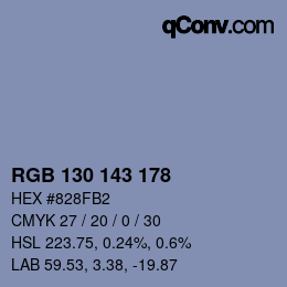 カラーコード: RGB 130 143 178 | qconv.com