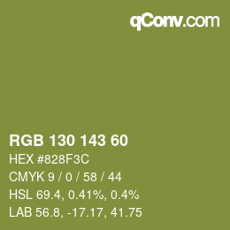 カラーコード: RGB 130 143 60 | qconv.com