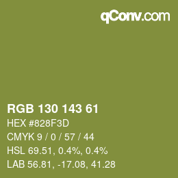 Código de color: RGB 130 143 61 | qconv.com