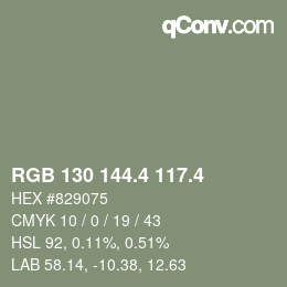 カラーコード: RGB 130 144.4 117.4 | qconv.com