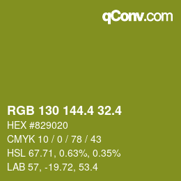 カラーコード: RGB 130 144.4 32.4 | qconv.com