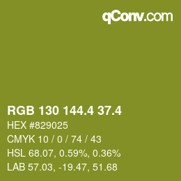 カラーコード: RGB 130 144.4 37.4 | qconv.com