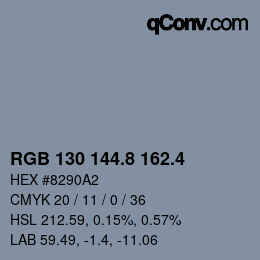 カラーコード: RGB 130 144.8 162.4 | qconv.com