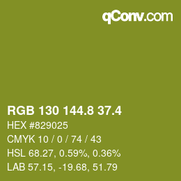 カラーコード: RGB 130 144.8 37.4 | qconv.com