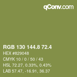 カラーコード: RGB 130 144.8 72.4 | qconv.com