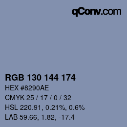 颜色代码: RGB 130 144 174 | qconv.com