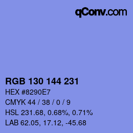 カラーコード: RGB 130 144 231 | qconv.com