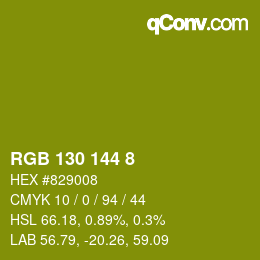 Color code: RGB 130 144 8 | qconv.com