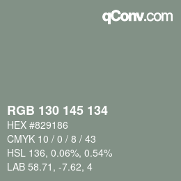 カラーコード: RGB 130 145 134 | qconv.com