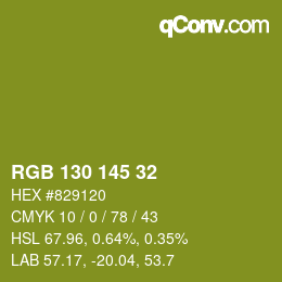 Color code: RGB 130 145 32 | qconv.com