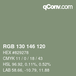 Farbcode: RGB 130 146 120 | qconv.com