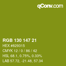 颜色代码: RGB 130 147 21 | qconv.com
