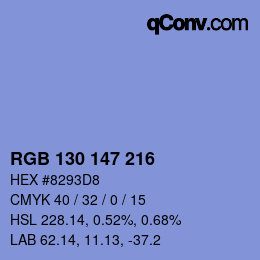 Color code: RGB 130 147 216 | qconv.com