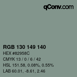 カラーコード: RGB 130 149 140 | qconv.com