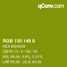 Color code: RGB 130 149 8 | qconv.com