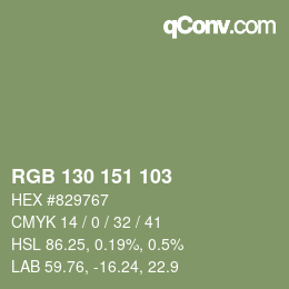 Color code: RGB 130 151 103 | qconv.com