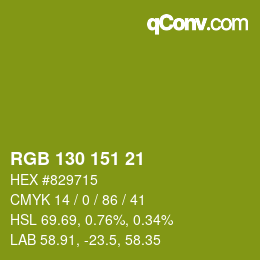 Color code: RGB 130 151 21 | qconv.com