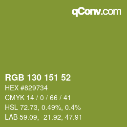 Color code: RGB 130 151 52 | qconv.com