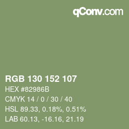 Color code: RGB 130 152 107 | qconv.com