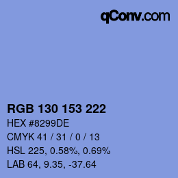Color code: RGB 130 153 222 | qconv.com