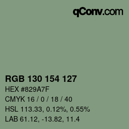 Código de color: RGB 130 154 127 | qconv.com