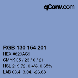 Color code: RGB 130 154 201 | qconv.com