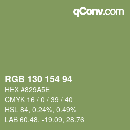 Color code: RGB 130 154 94 | qconv.com