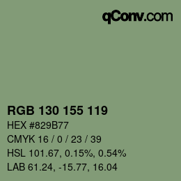 Color code: RGB 130 155 119 | qconv.com