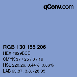 Color code: RGB 130 155 206 | qconv.com