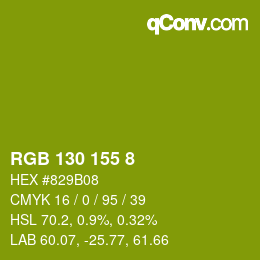 Color code: RGB 130 155 8 | qconv.com