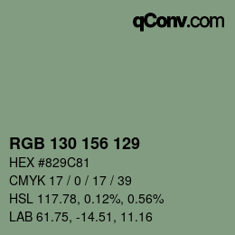 Color code: RGB 130 156 129 | qconv.com