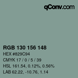 颜色代码: RGB 130 156 148 | qconv.com