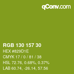 カラーコード: RGB 130 157 30 | qconv.com