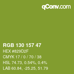 Color code: RGB 130 157 47 | qconv.com