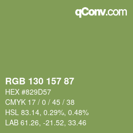 カラーコード: RGB 130 157 87 | qconv.com