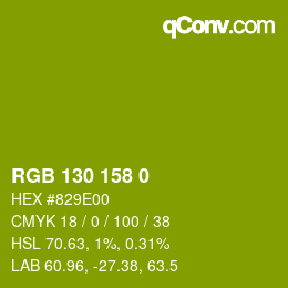 颜色代码: RGB 130 158 0 | qconv.com
