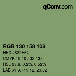 颜色代码: RGB 130 158 108 | qconv.com