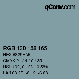 カラーコード: RGB 130 158 165 | qconv.com