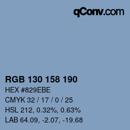 Color code: RGB 130 158 190 | qconv.com