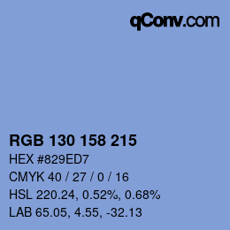 Color code: RGB 130 158 215 | qconv.com
