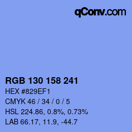 Color code: RGB 130 158 241 | qconv.com
