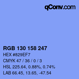 Color code: RGB 130 158 247 | qconv.com