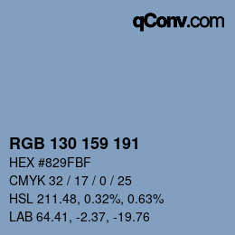 Color code: RGB 130 159 191 | qconv.com