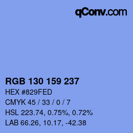 Color code: RGB 130 159 237 | qconv.com