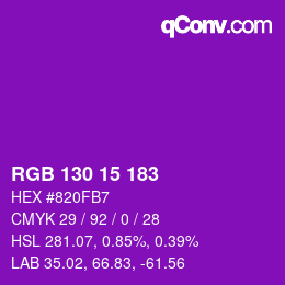 Color code: RGB 130 15 183 | qconv.com