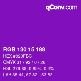 Color code: RGB 130 15 188 | qconv.com